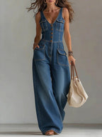 Claire | Damen V-Ausschnitt Jumpsuit – Isabels Modehaus (Bild 4)