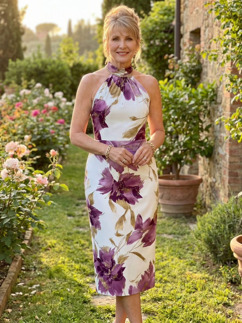Zinnara | Halter Neck Floral Print Midi Dress – Isabels Modehaus (Bild 10)