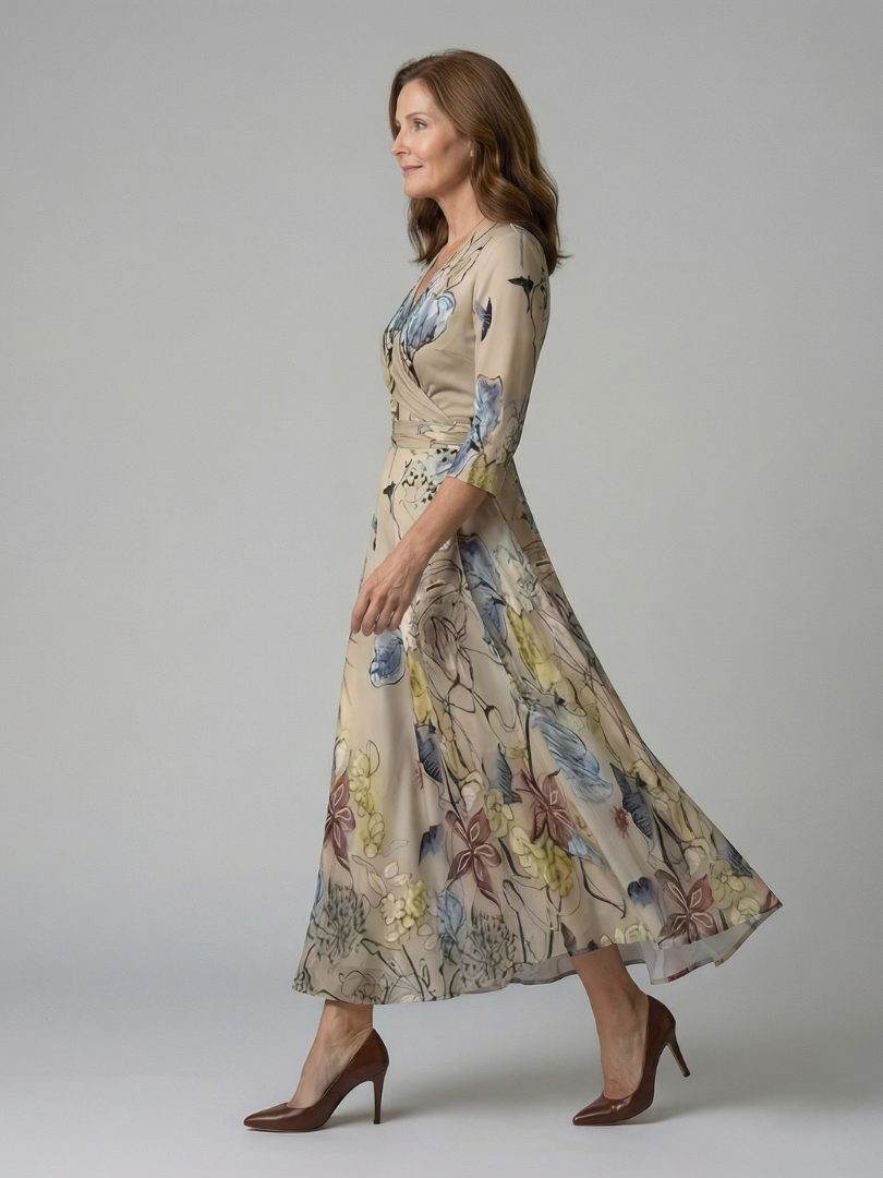 Celine | Midi-Kleid mit Kreuzwickel-Ausschnitt – Isabels Modehaus (Bild 10)