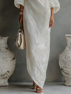 Ximena | Elfenbein Leinen Kleid Schulterfrei – Isabels Modehaus (Bild 6)