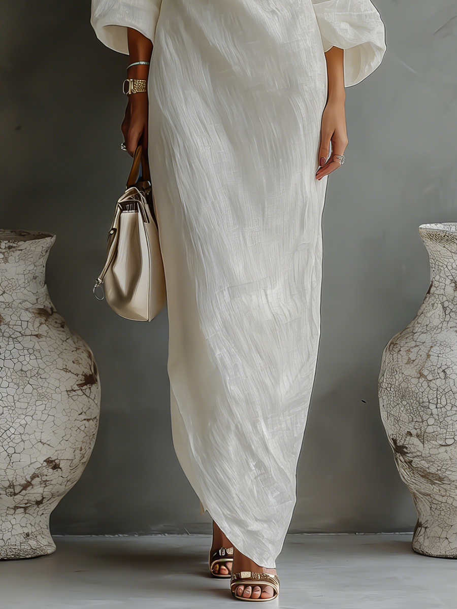 Ximena | Elfenbein Leinen Kleid Schulterfrei – Isabels Modehaus (Bild 6)