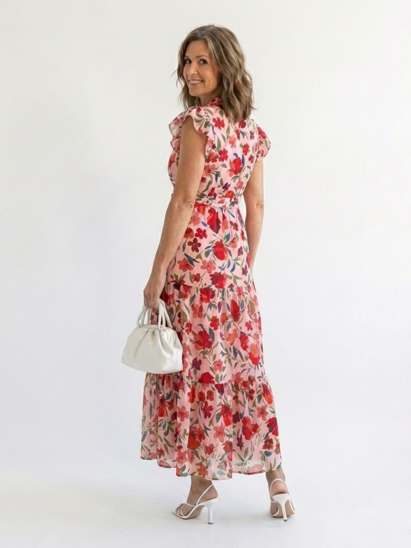 Lila | Elegantes Blumenkleid Midi – Isabels Modehaus (Bild 8)