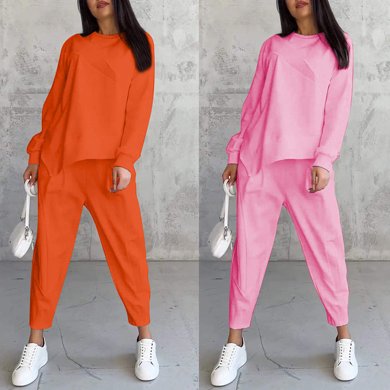 Isabel | Damen Langarm-Sweatshirts mit unregelmäßigem Saum & Hosen-Set