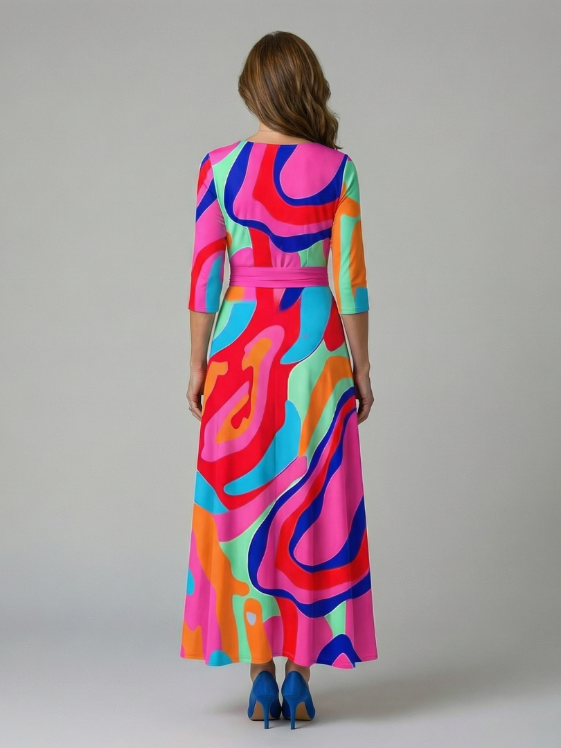 Celine | Midi-Kleid mit Kreuzwickel-Ausschnitt – Isabels Modehaus (Bild 11)