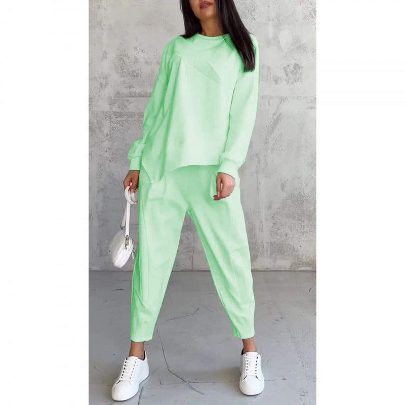 Isabel | Damen Langarm-Sweatshirts mit unregelmäßigem Saum & Hosen-Set