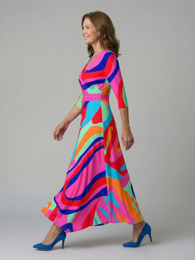 Celine | Midi-Kleid mit Kreuzwickel-Ausschnitt – Isabels Modehaus (Bild 8)