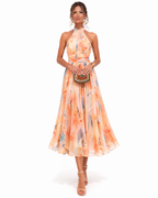 Aurora – Kleid mit Halterneck und Aquarelldruck – Isabels Modehaus