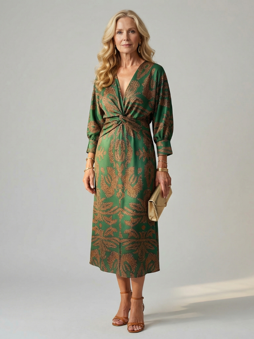 Lune | Natürliches Wickel-Midikleid – Isabels Modehaus
