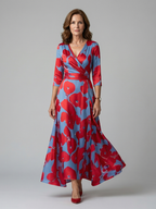 Celine | Midi-Kleid mit Kreuzwickel-Ausschnitt – Isabels Modehaus