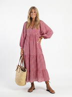 Arlette | Geometrisches Druck Midi-Kleid mit langen Ärmeln – Isabels Modehaus