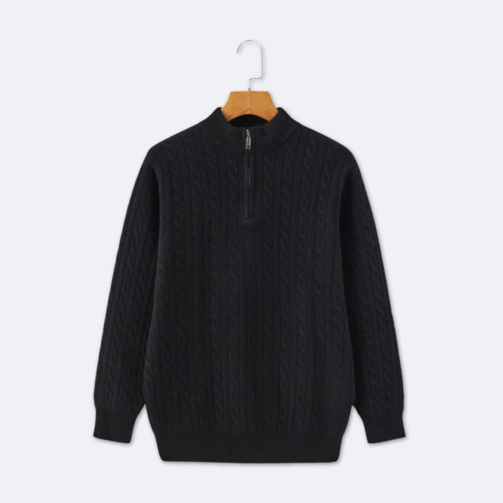 Christian | Eleganter Zopfmuster-Strickpullover mit Halbzip – Isabels Modehaus (Bild 6)