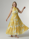 Sylin | Gathered Halter Midi Kleid – Isabels Modehaus