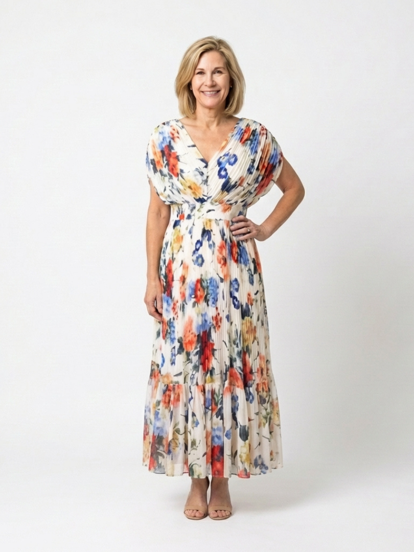 Savannah | Floral Plissierter Midi – Isabels Modehaus
