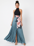 Olympas | Halter Bodice Floral Skirt Maxi Kleid – Isabels Modehaus