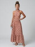 Amira | Geometrisches Print Cutout Midi Kleid – Isabels Modehaus