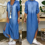 Andrea™ – Langes Kleid in Jeansoptik mit Seitenschlitz – Isabels Modehaus (Bild 2)