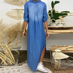 Andrea™ – Langes Kleid in Jeansoptik mit Seitenschlitz – Isabels Modehaus (Bild 3)