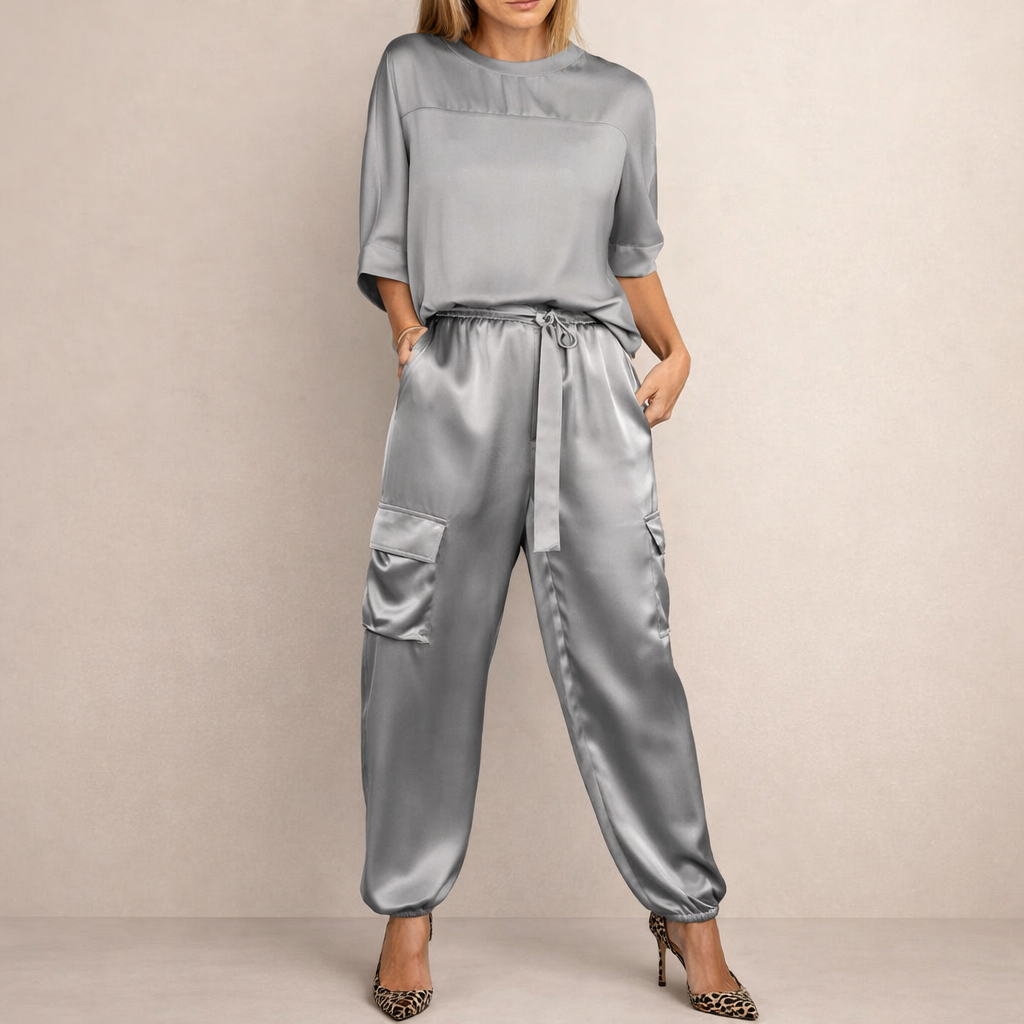 Erin | Lässiges Satin Cargo Set – Isabels Modehaus (Bild 4)