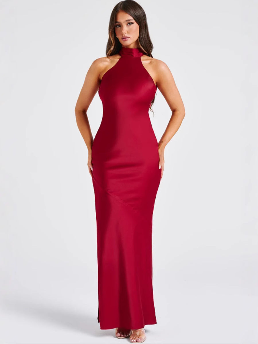 ZEYNEP | Elegantes Satin-Maxikleid mit Halter-Ausschnitt – Isabels Modehaus (Bild 6)
