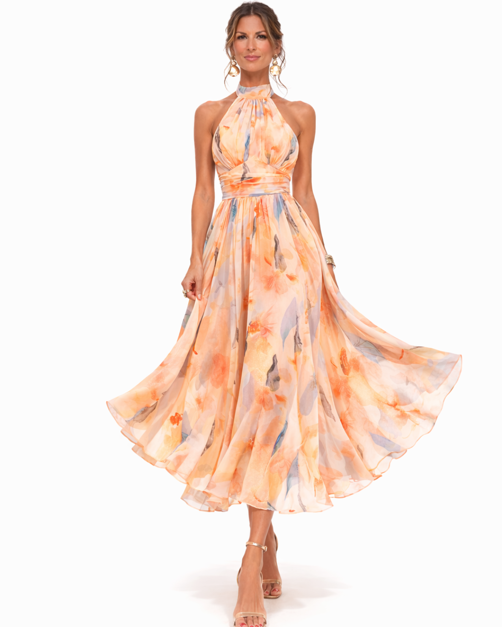 Aurora – Kleid mit Halterneck und Aquarelldruck – Isabels Modehaus (Bild 2)