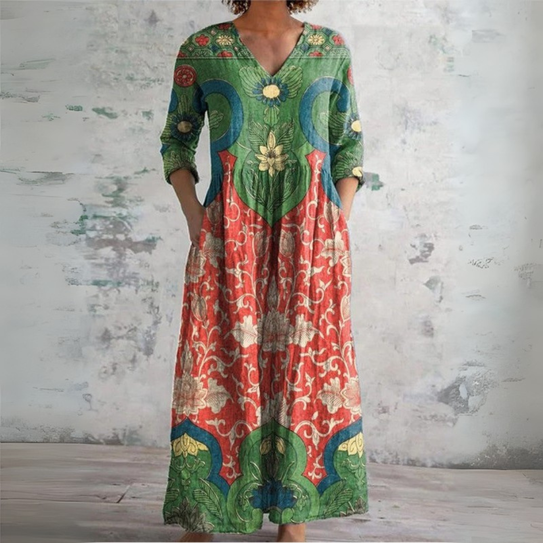 Judith | Vintage Floral Maxi-Kleid – Isabels Modehaus