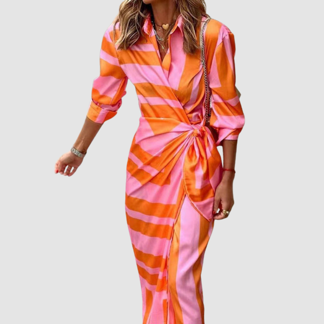 Elegantes Gestreiftes Kleid – Isabels Modehaus