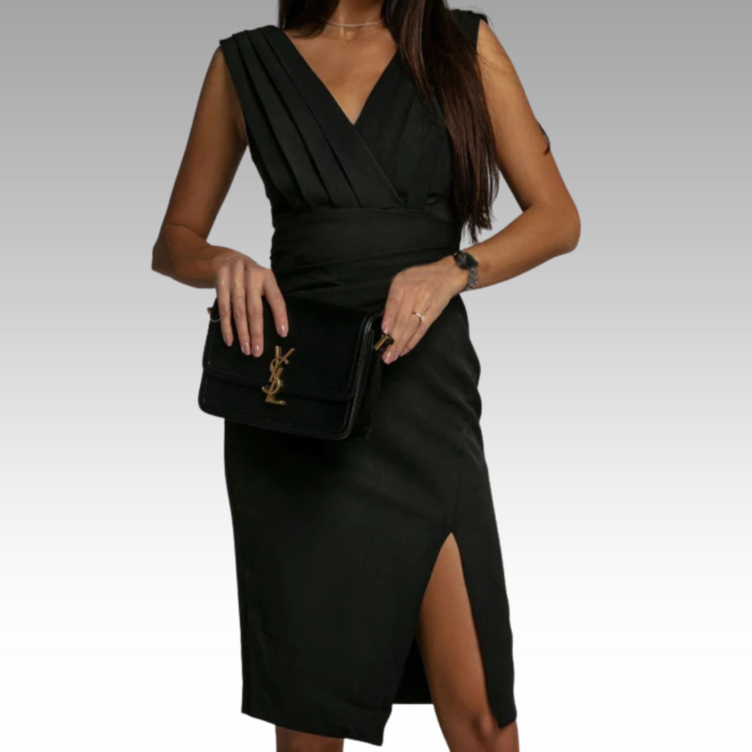 Regalia™ – Elegantes Figurbetontes Kleid mit V-Ausschnitt und Schlitz – Isabels Modehaus (Bild 2)