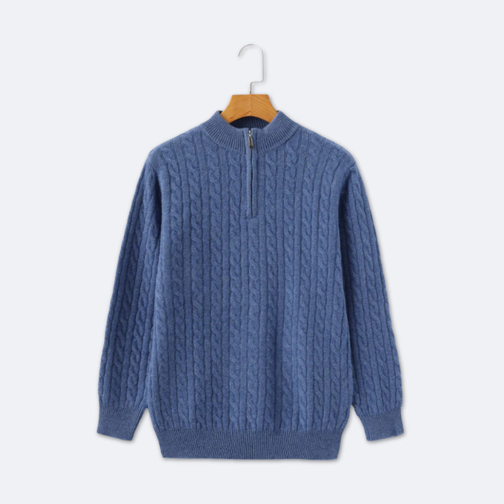 Christian | Eleganter Zopfmuster-Strickpullover mit Halbzip – Isabels Modehaus (Bild 5)