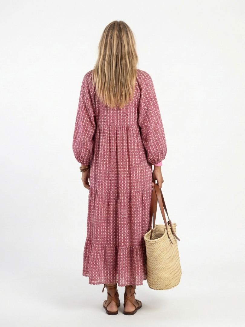 Arlette | Geometrisches Druck Midi-Kleid mit langen Ärmeln – Isabels Modehaus (Bild 3)