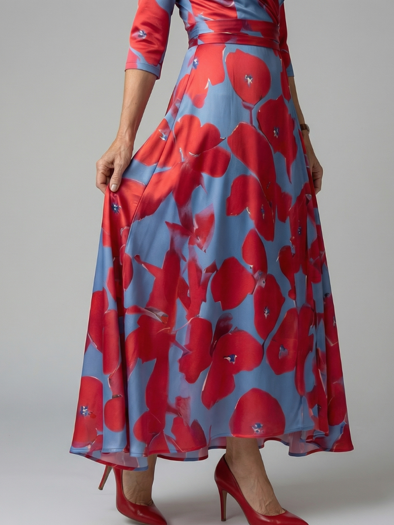 Celine | Midi-Kleid mit Kreuzwickel-Ausschnitt – Isabels Modehaus (Bild 6)