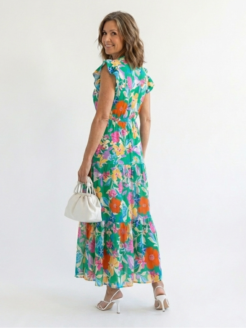 Lila | Elegantes Blumenkleid Midi – Isabels Modehaus (Bild 3)
