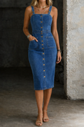 Indira | Denim Kleid mit Knopfleiste – Isabels Modehaus