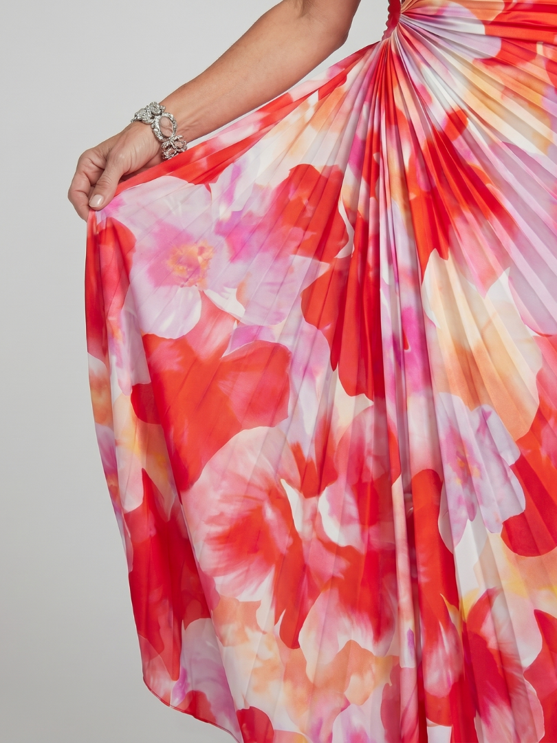 Taya | Ein Schulter Faltenrock Midi Kleid – Isabels Modehaus (Bild 3)