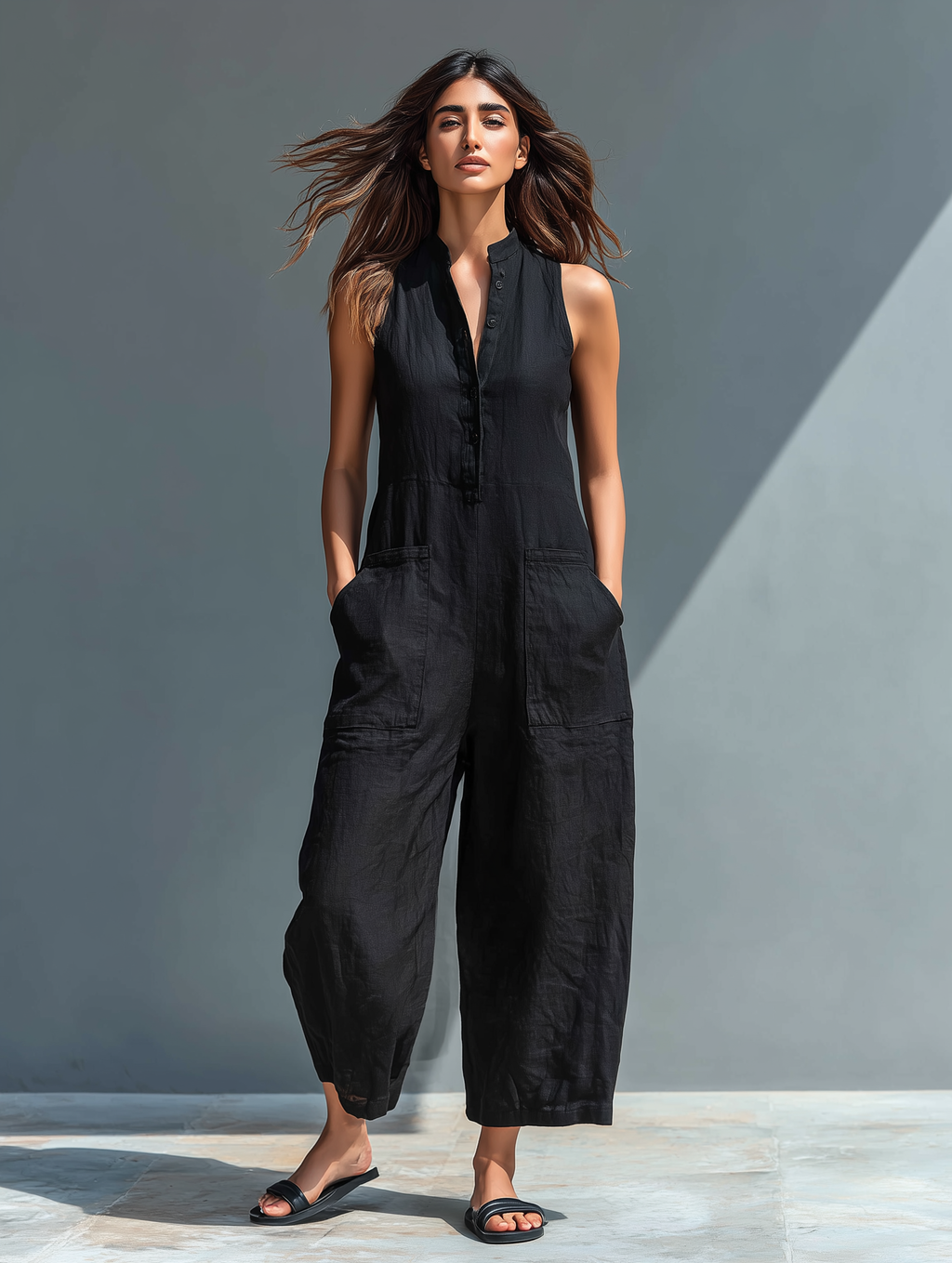 Walburga | Ärmellose Leinen Latzhose – Isabels Modehaus (Bild 5)