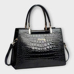 Olivia - Glänzende Krokodilprägung Handtasche – Isabels Modehaus