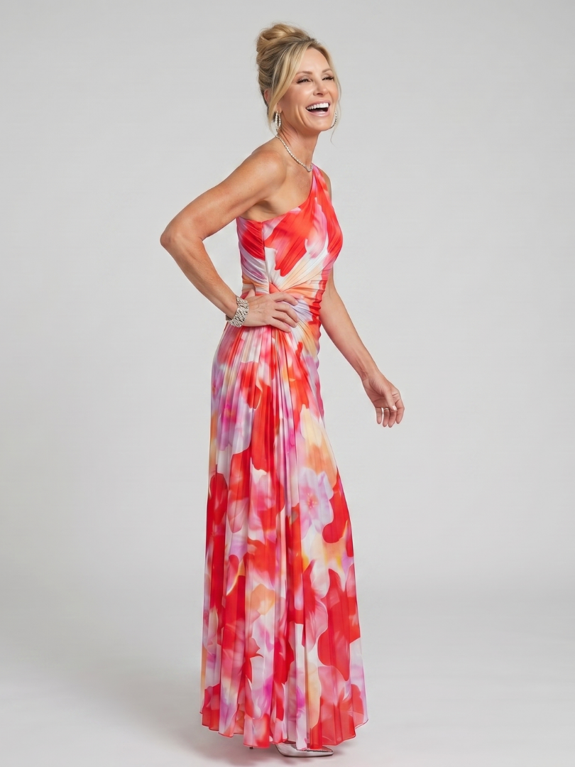 Taya | Ein Schulter Faltenrock Midi Kleid – Isabels Modehaus (Bild 2)