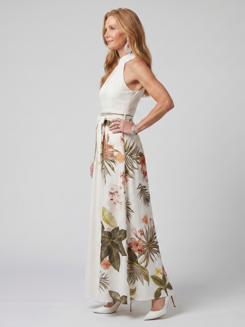 Wiese | Drapiertes Halter-Botanisches Panel-Maxikleid – Isabels Modehaus (Bild 2)