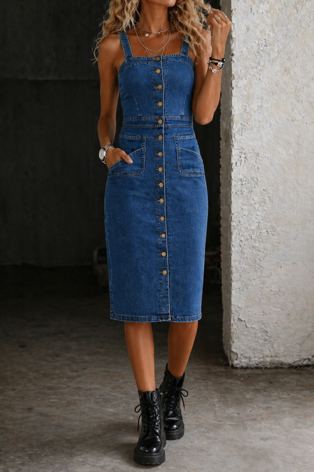 Indira | Denim Kleid mit Knopfleiste – Isabels Modehaus (Bild 3)