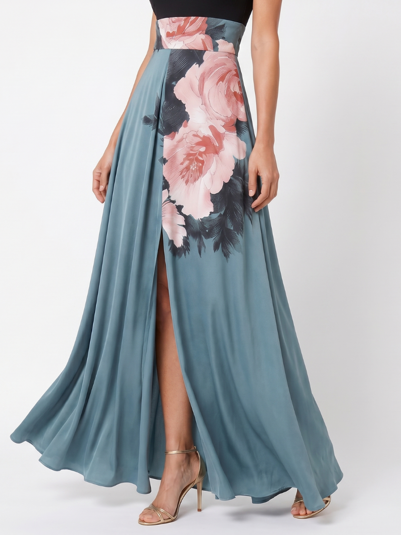 Olympas | Halter Bodice Floral Skirt Maxi Kleid – Isabels Modehaus (Bild 3)