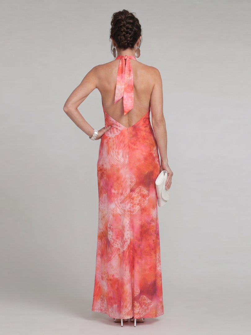 Coraline | Halter Neck Bedrucktes Muster Maxi Kleid – Isabels Modehaus (Bild 4)