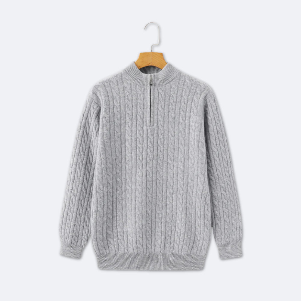 Christian | Eleganter Zopfmuster-Strickpullover mit Halbzip – Isabels Modehaus (Bild 4)
