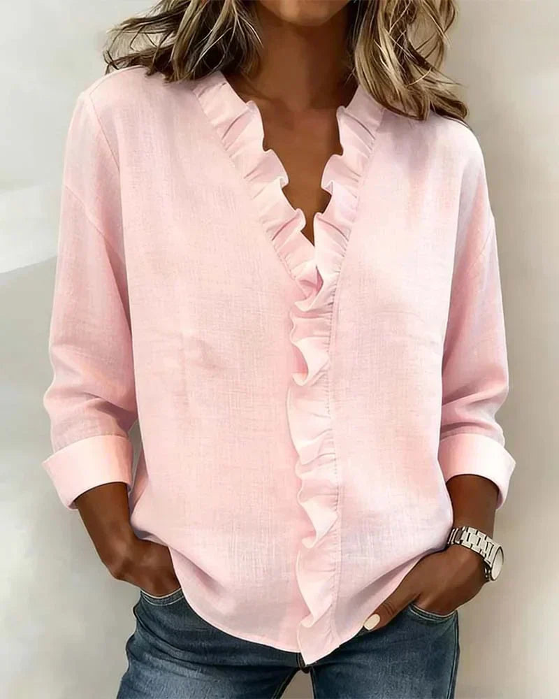 Beatrice | Edle V-Ausschnitt Bluse – Isabels Modehaus