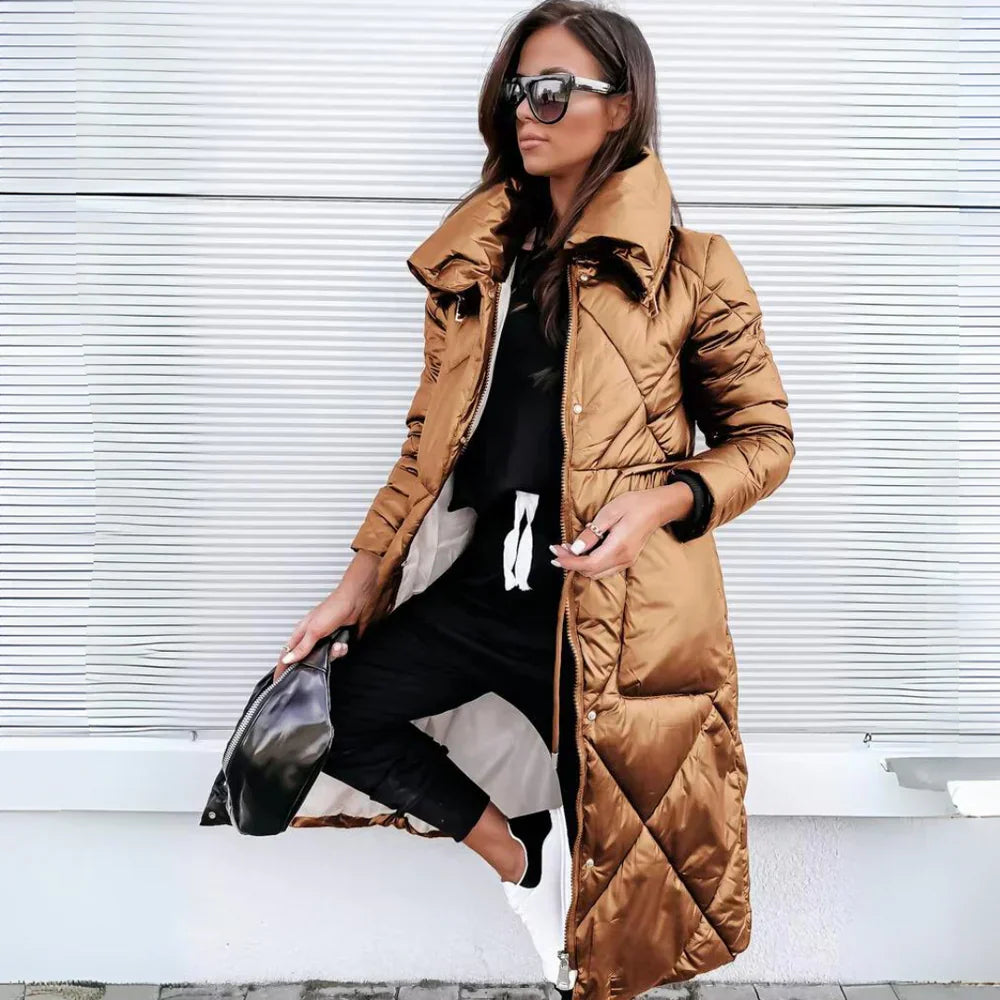 Noelia | Lange, elegante Steppjacke im Bomber-Stil – Isabels Modehaus