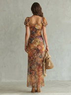 Ciel | Rüschensleeve Raffung Schlitz Midi Kleid – Isabels Modehaus (Bild 4)