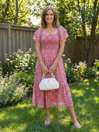 Odette | Off-Shoulder Blumen Smocked Midi Kleid – Isabels Modehaus (Bild 4)