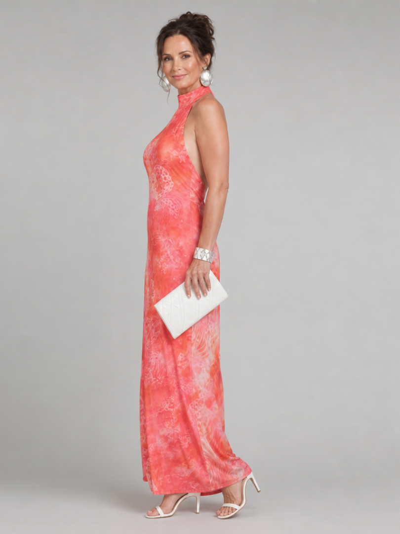 Coraline | Halter Neck Bedrucktes Muster Maxi Kleid – Isabels Modehaus (Bild 2)