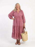 Arlette | Geometrisches Druck Midi-Kleid mit langen Ärmeln – Isabels Modehaus (Bild 4)