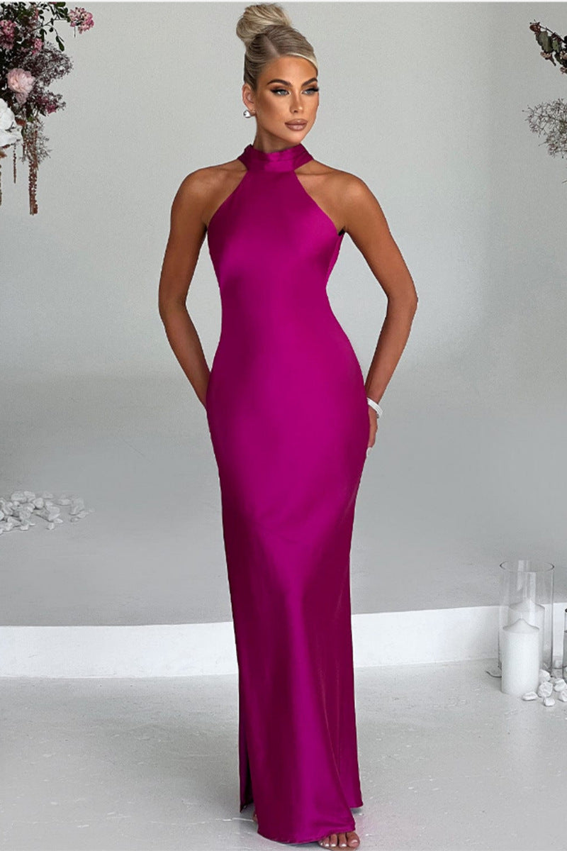 ZEYNEP | Elegantes Satin-Maxikleid mit Halter-Ausschnitt – Isabels Modehaus (Bild 7)