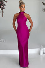 ZEYNEP | Elegantes Satin-Maxikleid mit Halter-Ausschnitt – Isabels Modehaus (Bild 7)