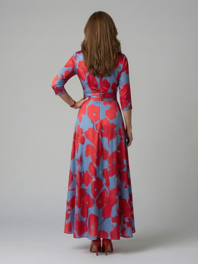 Celine | Midi-Kleid mit Kreuzwickel-Ausschnitt – Isabels Modehaus (Bild 7)